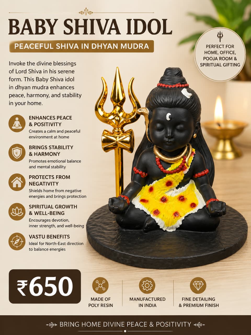 Baby Shiva Idol - Decor/Vastu/Car