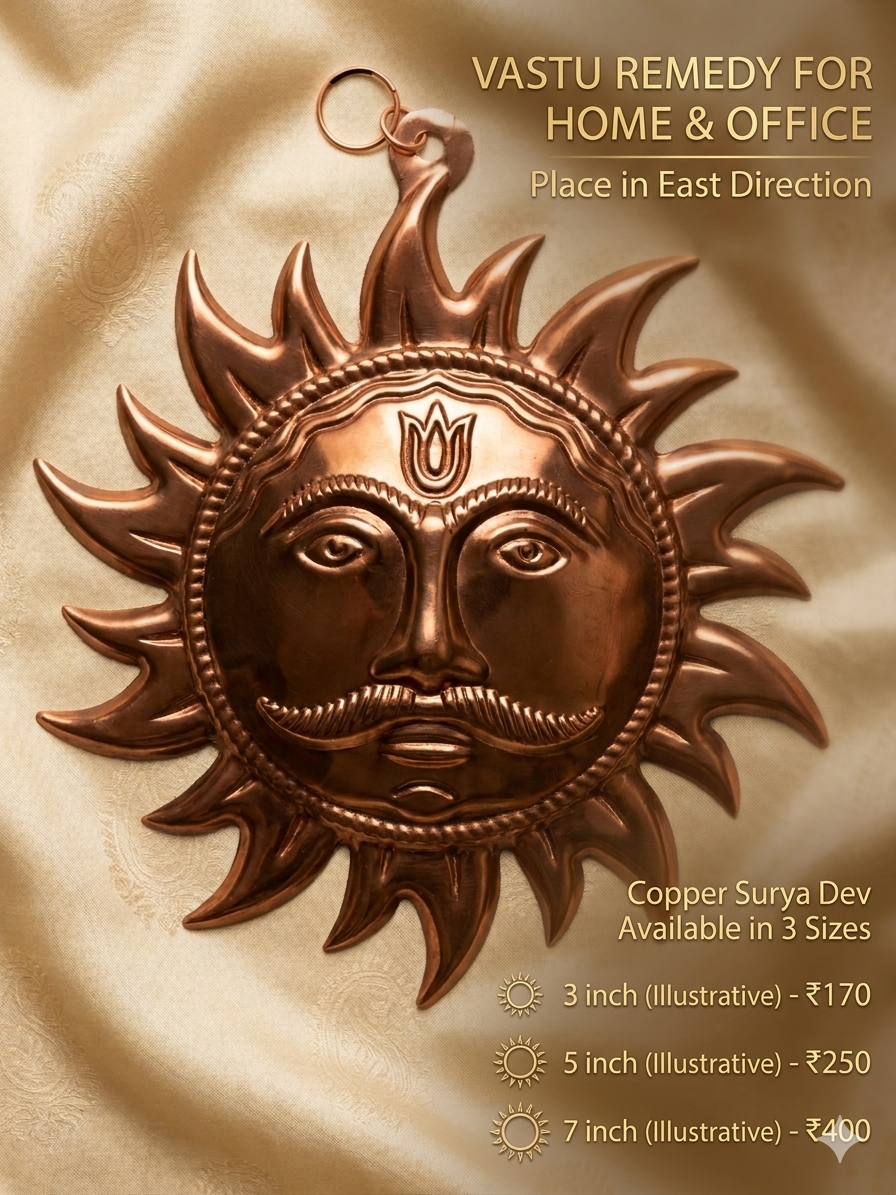 Surya Dev wall hanging- Copper