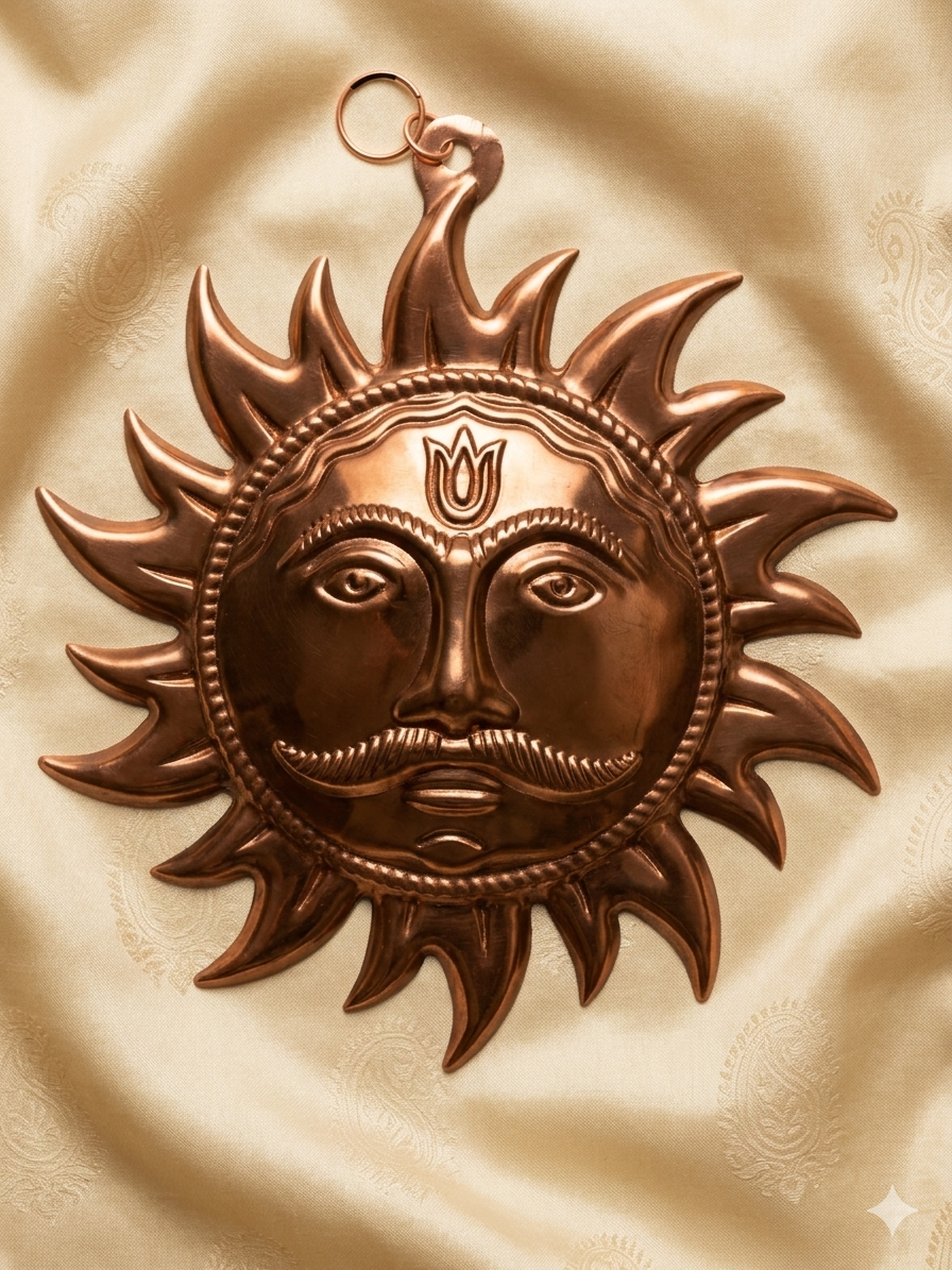 Surya Dev wall hanging- Copper