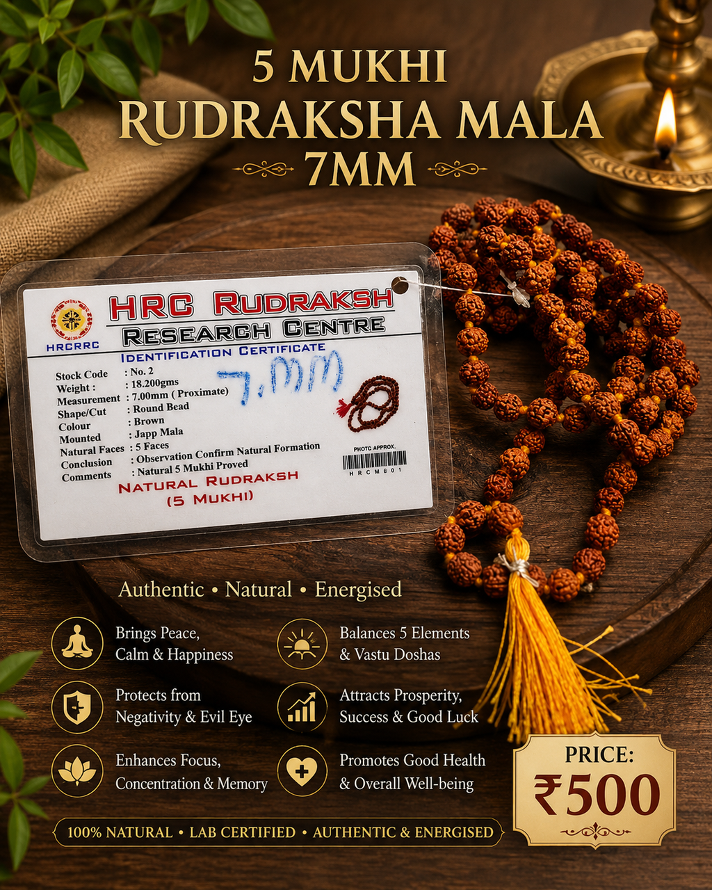 Rudraksh Mala - 5 mukhi size 7mm